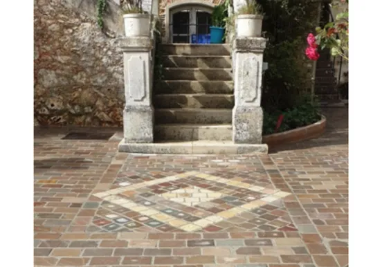 Pavés grès ocre nuancé 14x20 cm